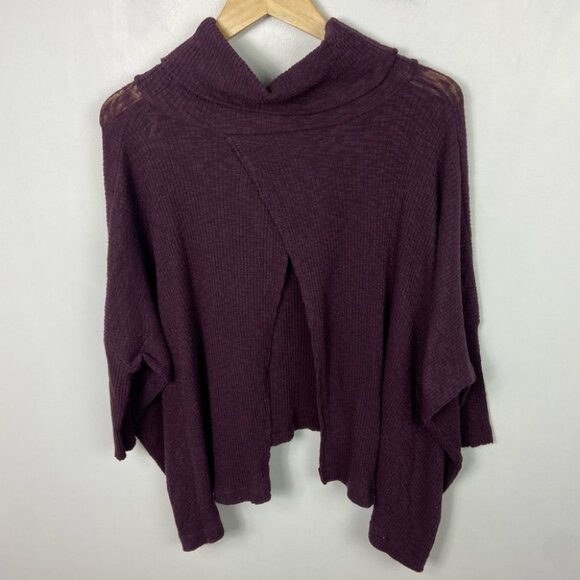 Free People Open Back Purple Turtleneck Cowl Sweater Oversized Size Small Boho S - Picture 16 of 16